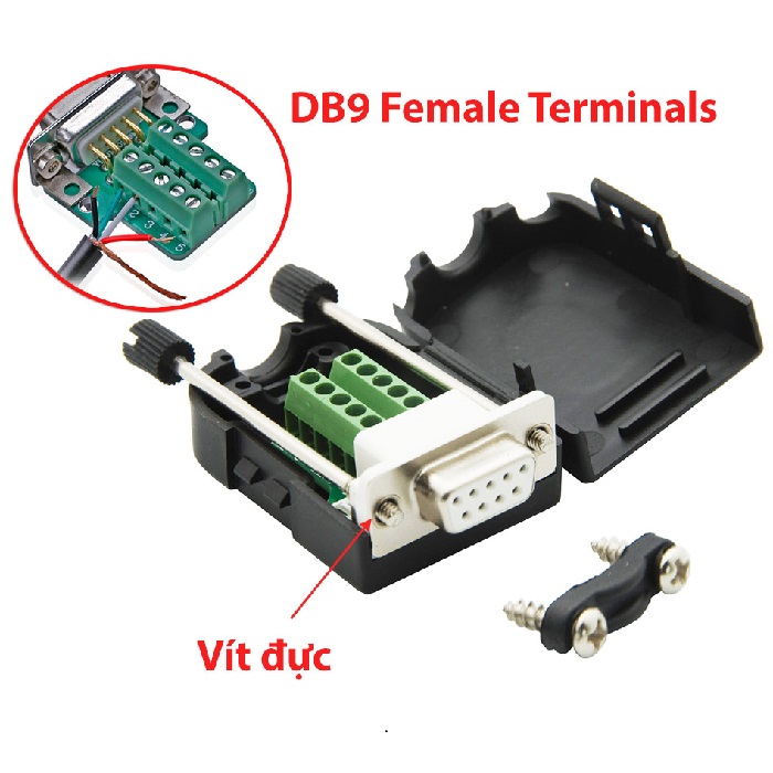 Đầu nối DB9 RS232 đực vặn vít