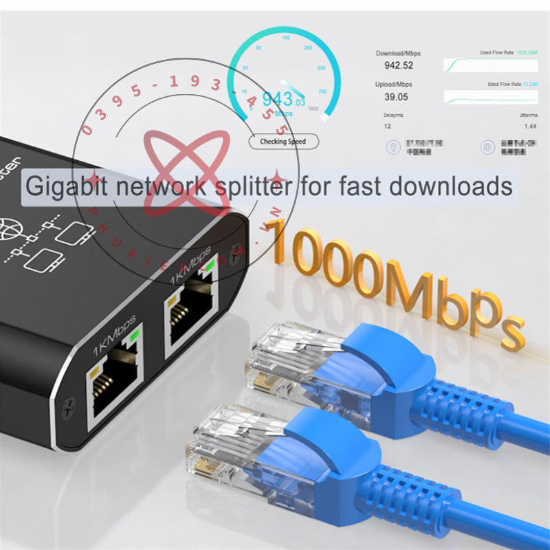 Bộ Chia Mạng LAN 1 Ra 2 Cổng RJ45 – Tốc Độ 1000Mbps, Nguồn 5V