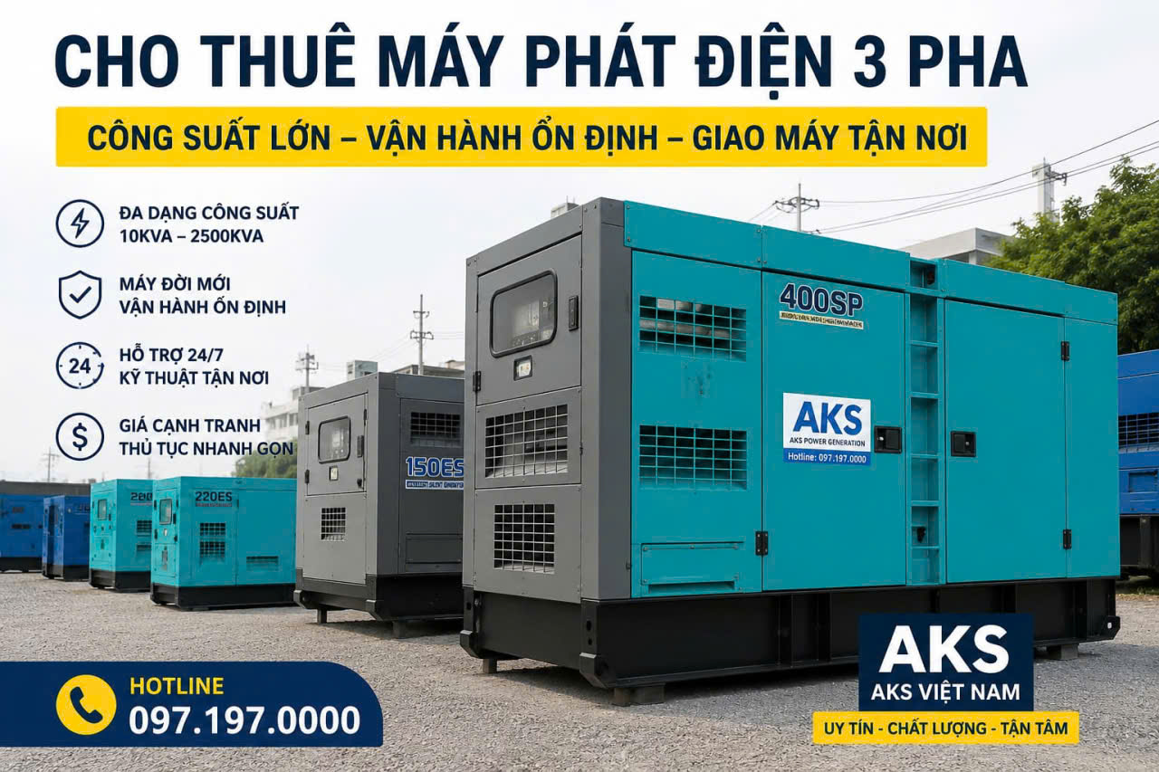 Cho Thuê Máy Phát Điện 3 Pha